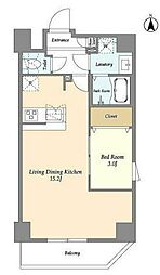 足立区谷在家2丁目マンション 1LDKの間取図画像