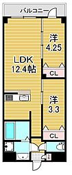 GENOVIA六町 2LDKの間取図画像
