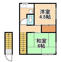 赤沢荘 2Kの間取図画像