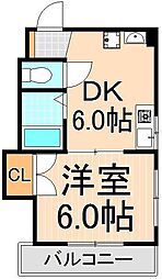タイヨーパレス西綾瀬 1DKの間取図画像