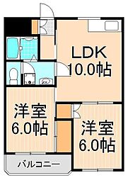 コーポ柳川 2LDKの間取図画像