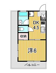 第三田嶋ビル 1DKの間取図画像