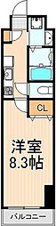 釜鳴マンション 1Kの間取図画像