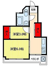 コクセイマンション 2Kの間取図画像