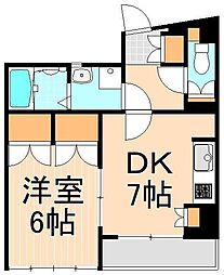 ポポラーレイワイ 1DKの間取図画像