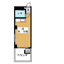 宮崎台フラッツ 3階ワンルームの間取り