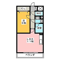 ラフィオレピス 3階1LDKの間取り