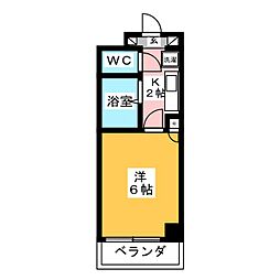 アビタシオン根岸III 2階1Kの間取り