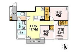アクシス 3LDKの間取図画像