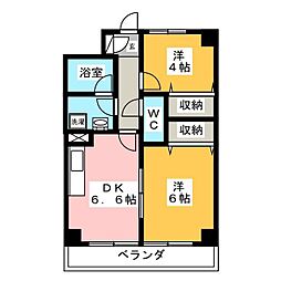 パークヒルズ鷺沼弐番館 2DKの間取図画像
