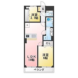 クレドール鷺沼 2LDKの間取図画像
