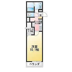 モアドマーニ 1Kの間取図画像
