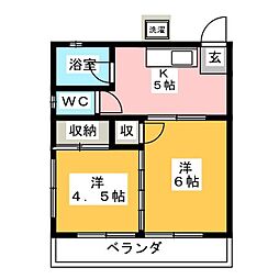 元ハイツ 2DKの間取図画像