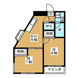 フェニックス鷺沼 2DKの間取図画像