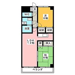 鷺沼ビラスズキ2号館 2LDKの間取図画像