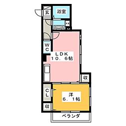 ヴューテラスナカイ 1LDKの間取図画像