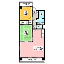 リーガル鷺沼 2LDKの間取図画像