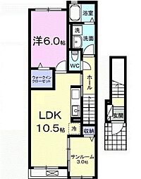 ローリエ宮前平 1LDKの間取図画像