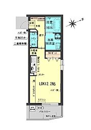 アミスタ大和町 1階ワンルームの間取り