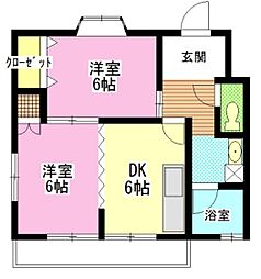 サンフラワーD 2DKの間取図画像