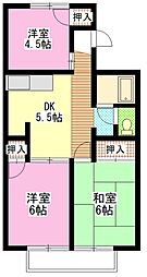 メゾン山吹A 3DKの間取図画像