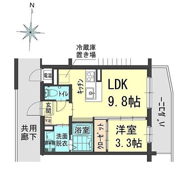 アウトルック 201｜岡山県岡山市北区大安寺南町1丁目(賃貸マンション1LDK・2階・33.54㎡)の写真 その2