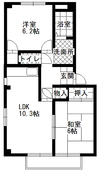 フォブールせが 203｜岡山県岡山市南区新福1丁目(賃貸アパート2LDK・2階・51.76㎡)の写真 その2