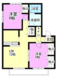 さにいてらす03　弐番館 202 2階2LDKの間取り