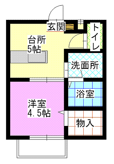 モンクレール西島田 201｜岡山県岡山市北区西島田町(賃貸アパート1K・2階・28.84㎡)の写真 その2