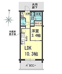 アウトルック 2階1LDKの間取り