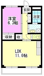 グランパ 2階1LDKの間取り
