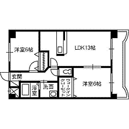 プレジール奥田 2LDKの間取図画像