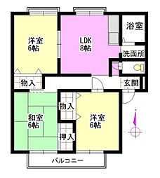 ファミール宮川D 3DKの間取図画像