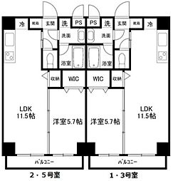ピュアコート医大南 1LDKの間取図画像