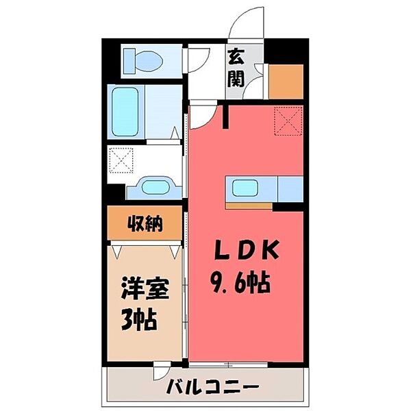 クレストコート A ｜栃木県宇都宮市簗瀬町(賃貸アパート1LDK・1階・33.39㎡)の写真 その2