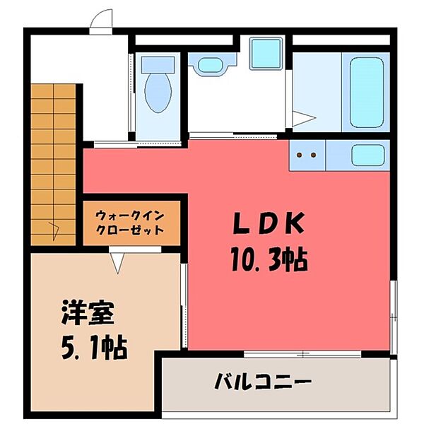 クレールフィールド ｜栃木県宇都宮市鶴田町(賃貸アパート1LDK・2階・44.61㎡)の写真 その2