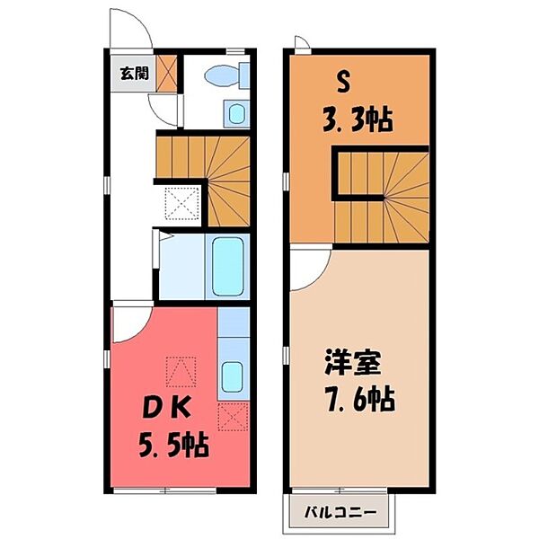 リースランドIP H ｜栃木県宇都宮市インターパーク3丁目(賃貸テラスハウス1DK・1階・42.65㎡)の写真 その2