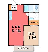 シャトーオオツカ  ｜ 栃木県宇都宮市雀宮町（賃貸アパート1LDK・1階・40.04㎡） その2