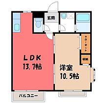 エルディム小平 II  ｜ 栃木県宇都宮市西川田町（賃貸アパート1LDK・2階・52.90㎡） その2