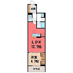 TORISIAS東宿郷 1階1LDKの間取り