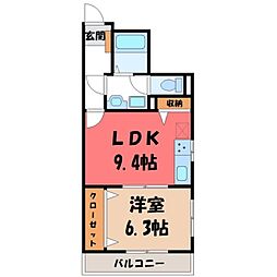 あけぼのヴィラージュマンション 1LDKの間取図画像