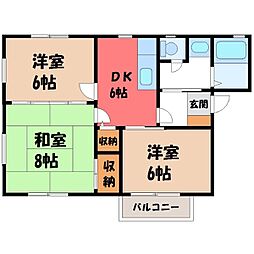 グリムハウスB 3DKの間取図画像