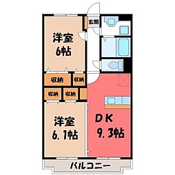 Y&Mメヌエット 2階2DKの間取り