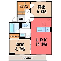 TORISIAS城東 1階2LDKの間取り
