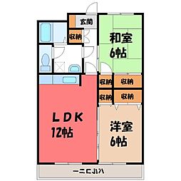 サンワマンション 4階2LDKの間取り