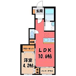 クリビア II 1階1LDKの間取り