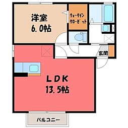 プロムナードさくら B 1階1LDKの間取り