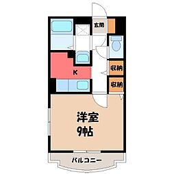 サンファースト 1Kの間取図画像