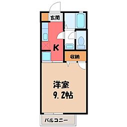 クレール平松D 1Kの間取図画像