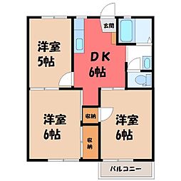 カーサ伊藤B 3DKの間取図画像